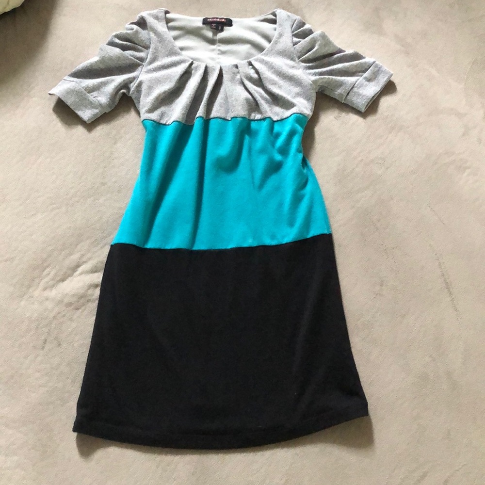 My Michelle Dress Girls Size 8 Gray Teal Blue‎ Black